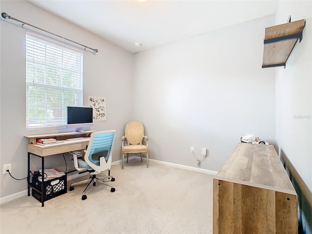 view of carpeted home office