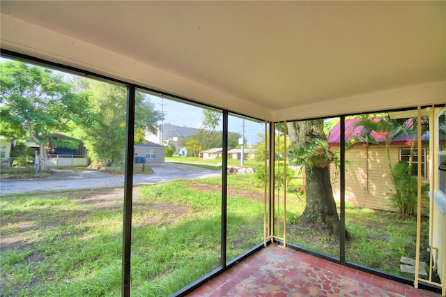 view of unfurnished sunroom