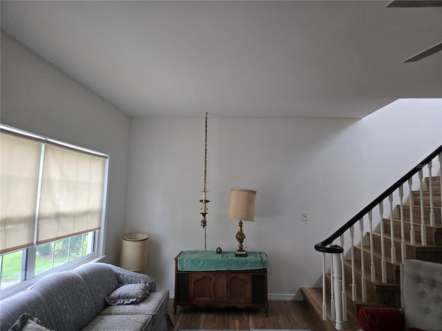 living room featuring dark hardwood / wood-style floors