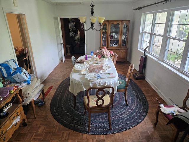 dining room featuring an inviting chandelier