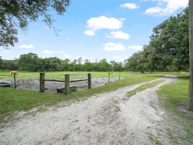 view of road with a rural view