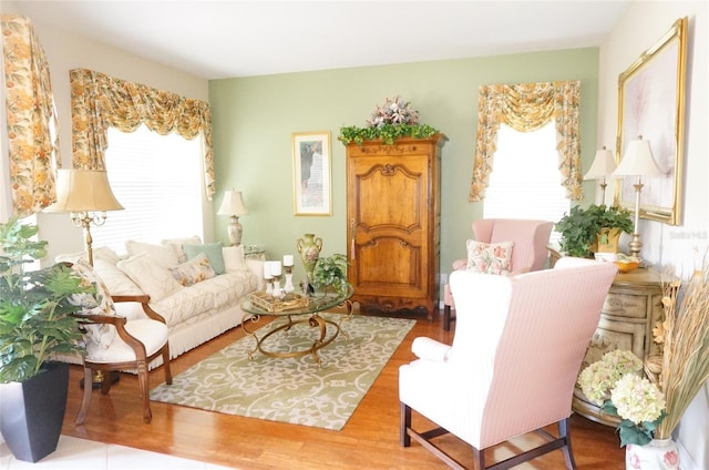 sitting room featuring hardwood / wood-style flooring