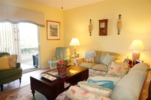 view of tiled living room