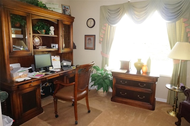 view of carpeted home office