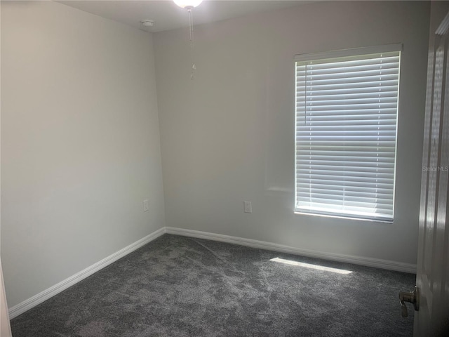 empty room with dark colored carpet