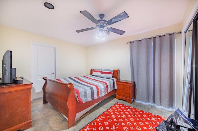 bedroom featuring ceiling fan