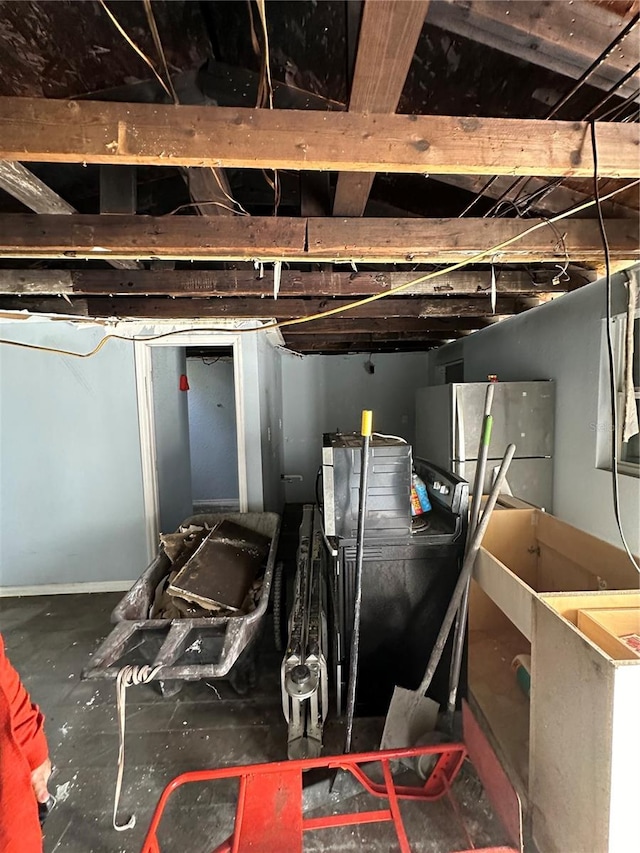 interior space with stainless steel fridge