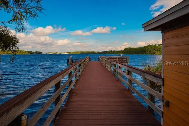 view of dock featuring a water view