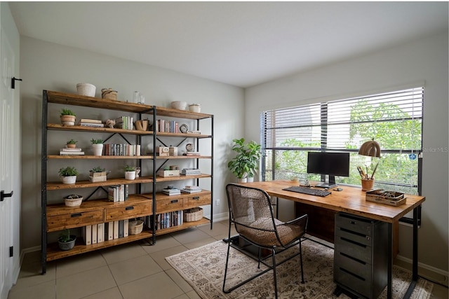 view of tiled office space