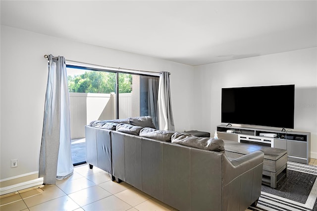 living room with light tile patterned floors