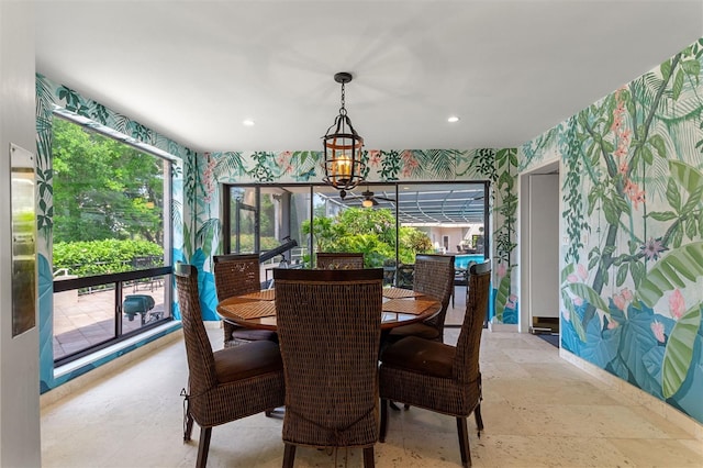 dining room featuring an inviting chandelier