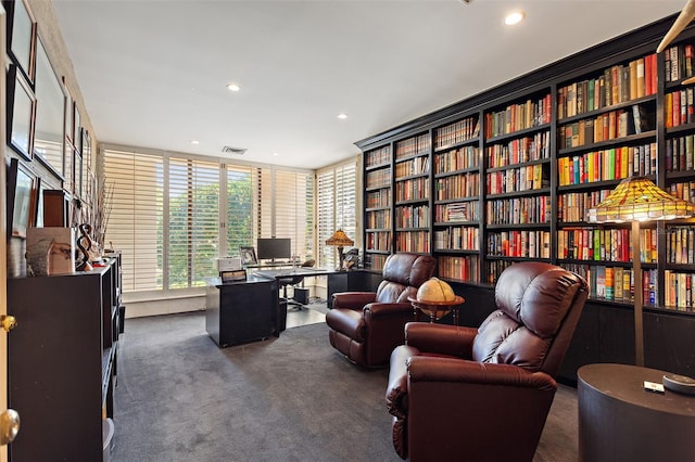 view of carpeted office space