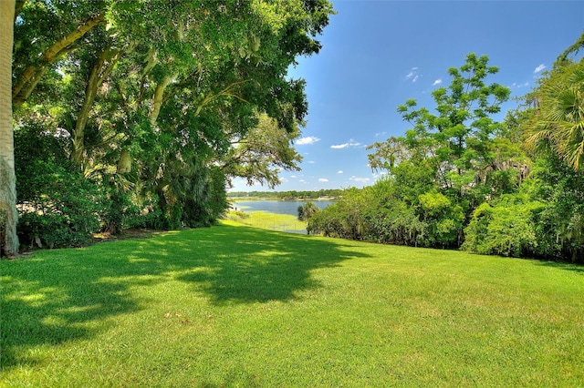 view of yard featuring a water view