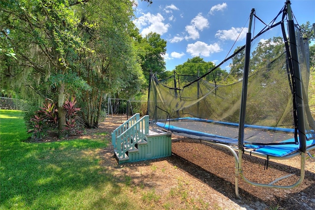 view of yard with a trampoline