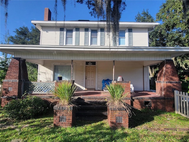 view of front facade featuring covered porch