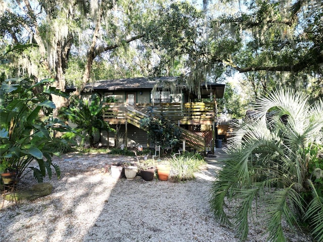 view of yard with a deck