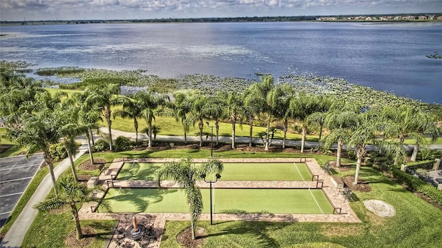 bird's eye view featuring a water view