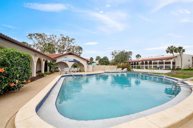 view of pool featuring a patio area