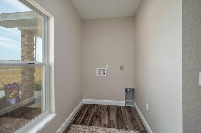 laundry room with hookup for an electric dryer, washer hookup, and dark hardwood / wood-style floors