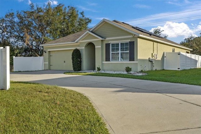 single story home with a front yard