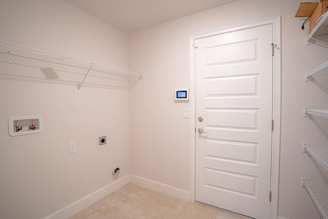 washroom featuring hookup for a washing machine and electric dryer hookup