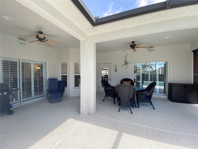 view of patio with ceiling fan