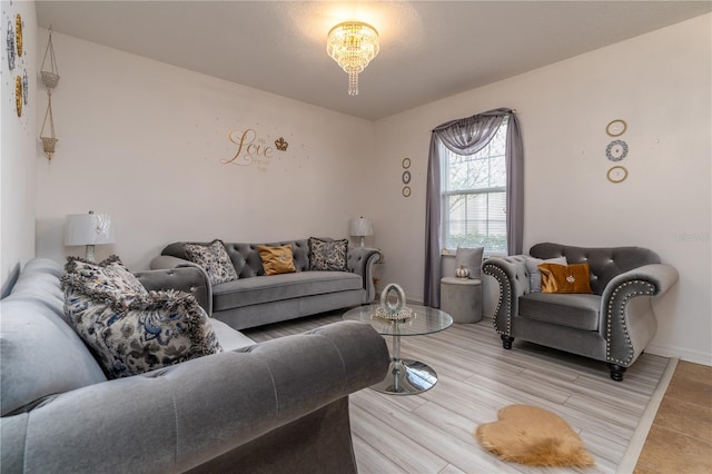 living room with hardwood / wood-style flooring