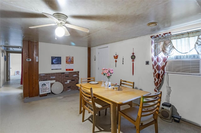 dining area with ceiling fan