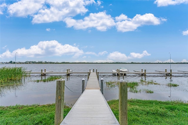 view of dock featuring a water view