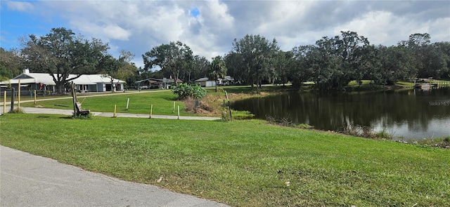 view of community featuring a water view