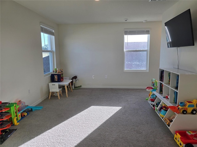 rec room featuring carpet floors