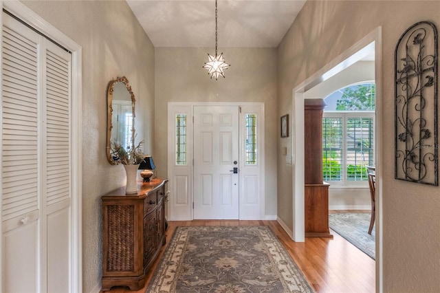 foyer entrance featuring hardwood / wood-style flooring