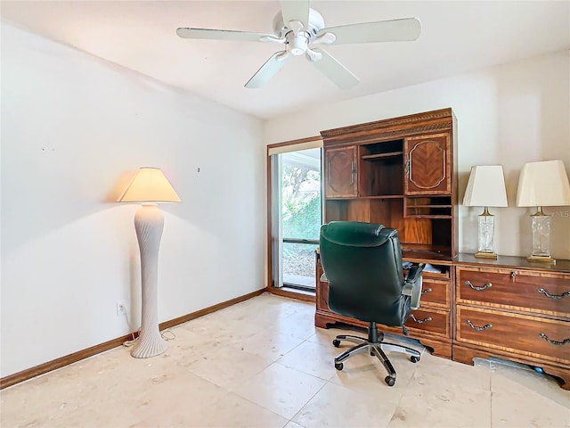 office featuring ceiling fan