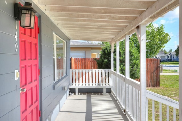 deck with a porch