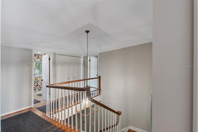 stairs featuring wood-type flooring