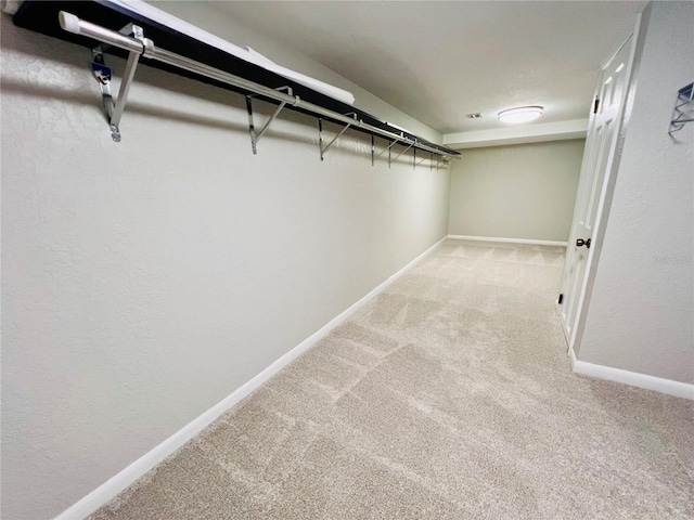 spacious closet with light colored carpet