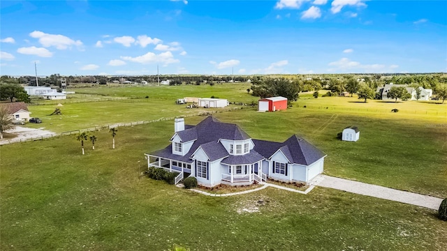 aerial view featuring a rural view