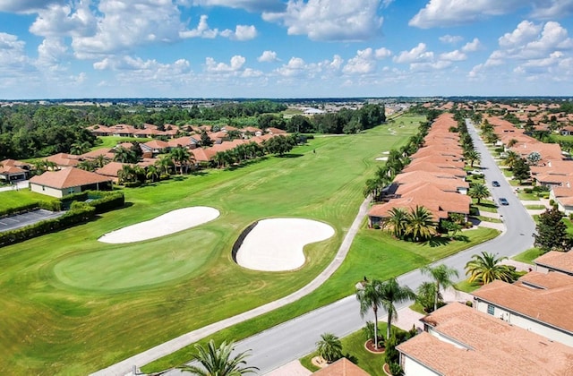 bird's eye view featuring a residential view and golf course view