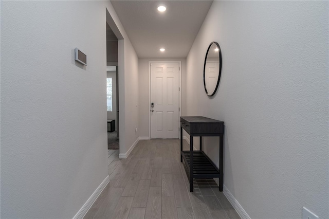 hall featuring light hardwood / wood-style flooring