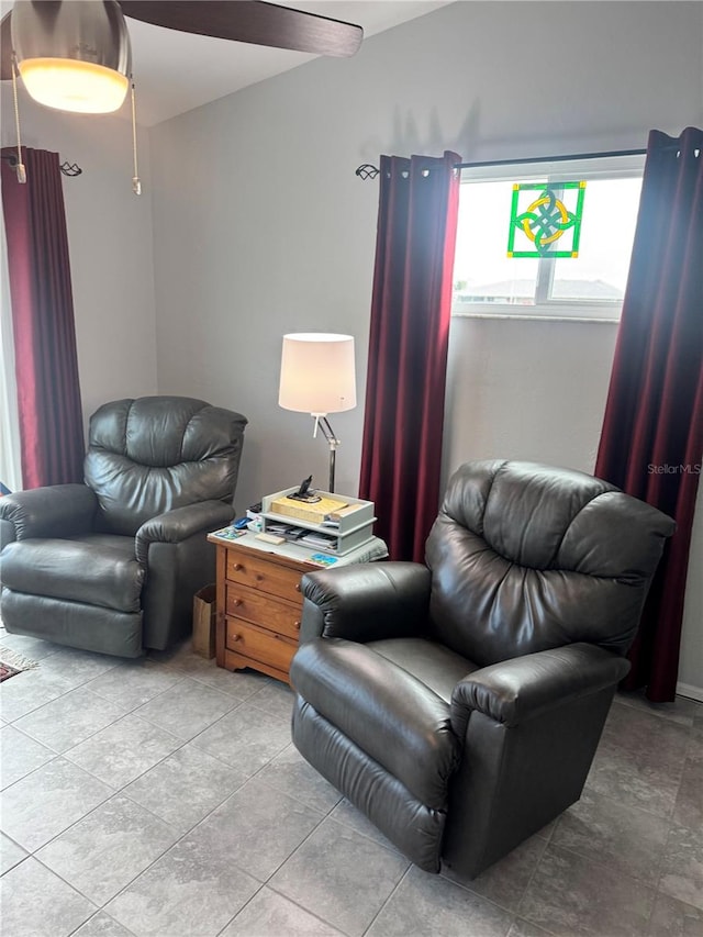 view of tiled living room