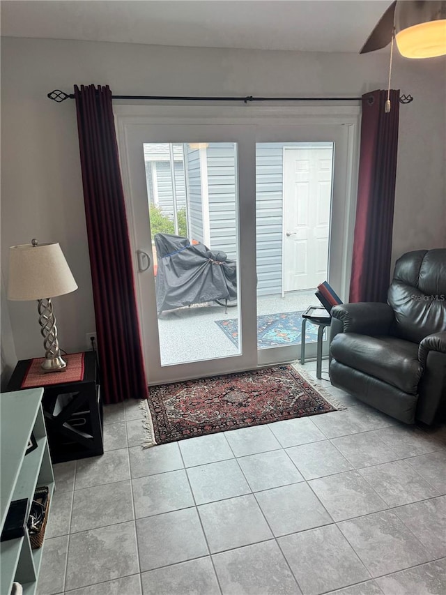 view of tiled living room