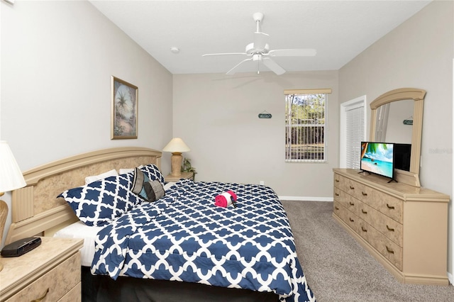 bedroom with carpet and ceiling fan