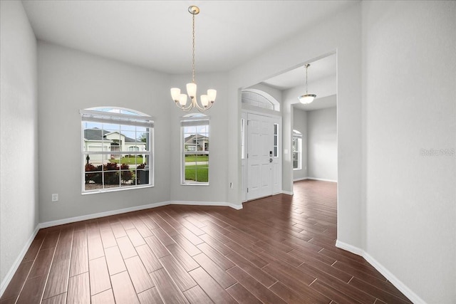 interior space featuring a chandelier