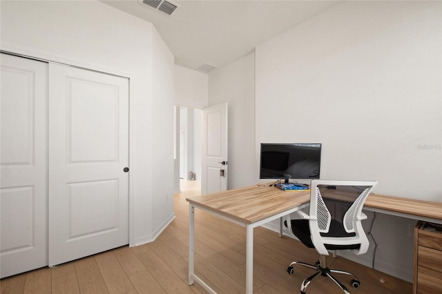 office featuring light hardwood / wood-style flooring