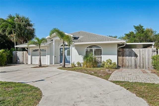 ranch-style home featuring a garage