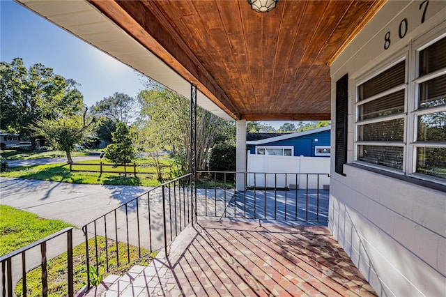 deck with a porch