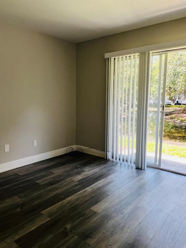 spare room with dark wood-type flooring