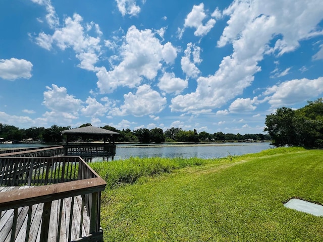 view of water feature featuring a gazebo