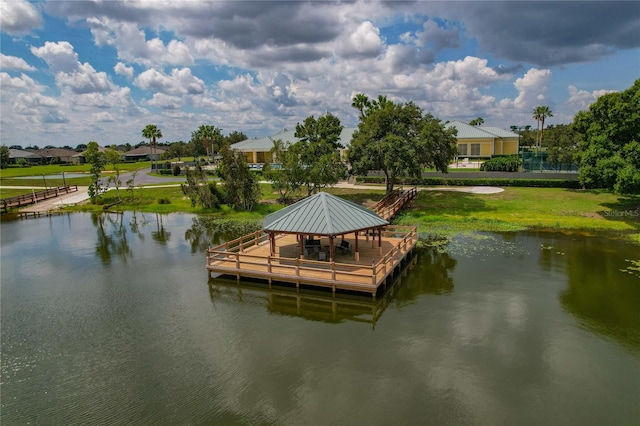 dock area featuring a water view