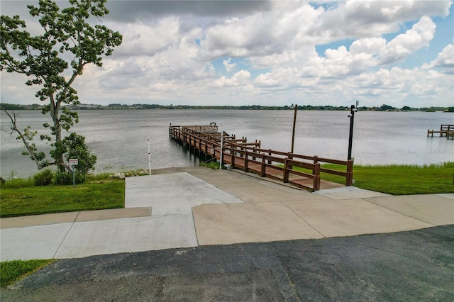 view of dock featuring a water view